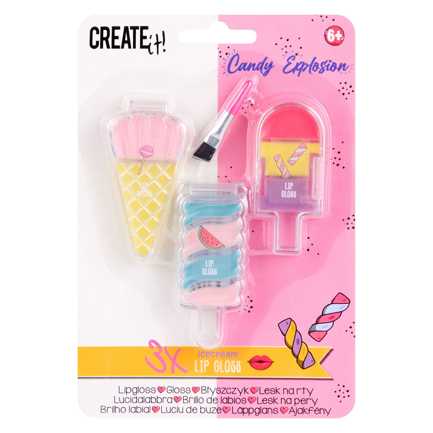 Creëer het! candy lipgloss ijsjes, 3st.