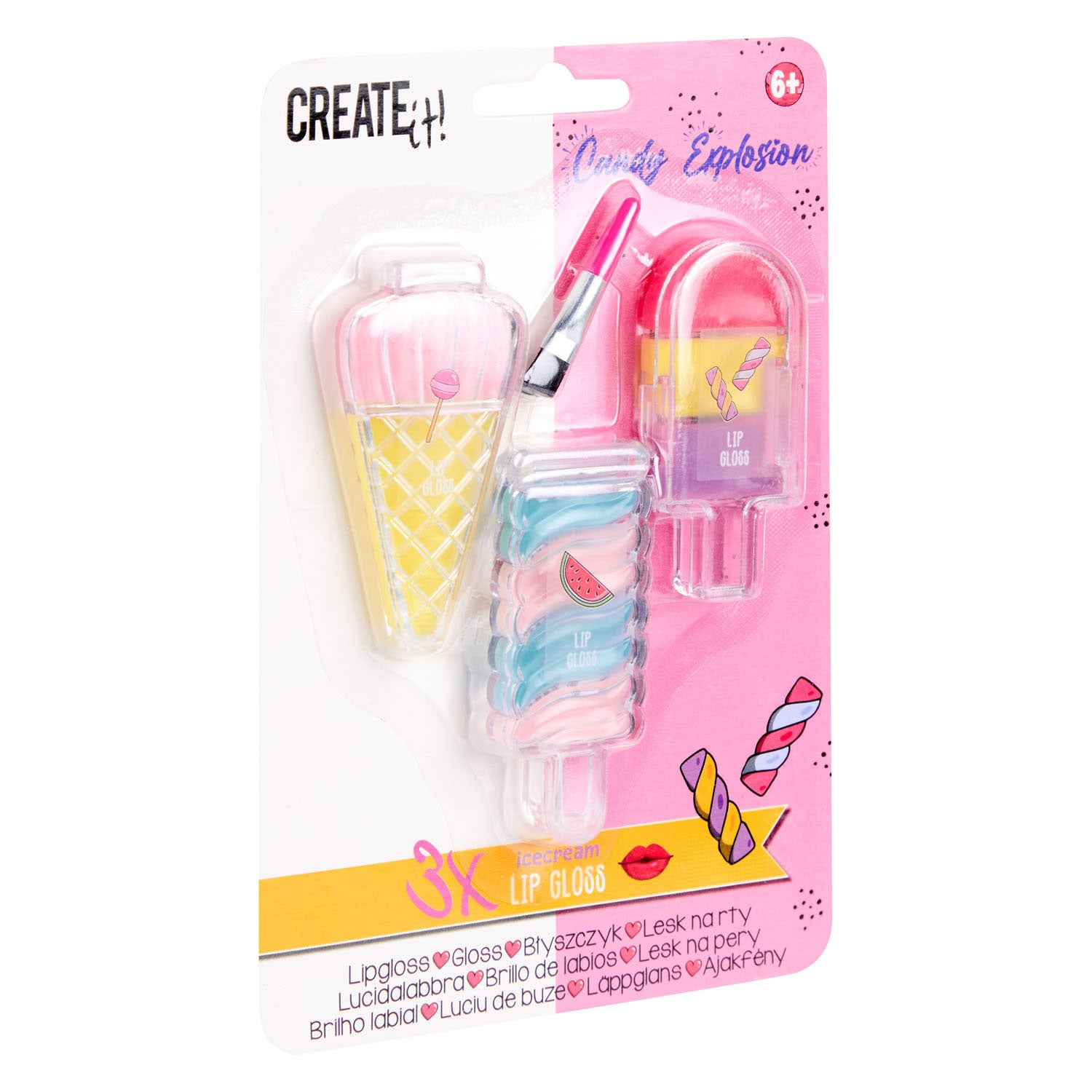 Creëer het! candy lipgloss ijsjes, 3st.