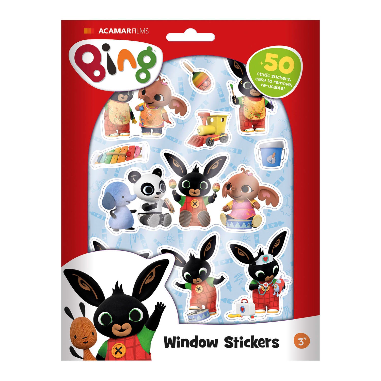 Totum bing raamstickers, niet permanente verplaatsbare stickers met speelachtergrond - educatief speelgoed junior vanaf 3 jaar - bambolino toys