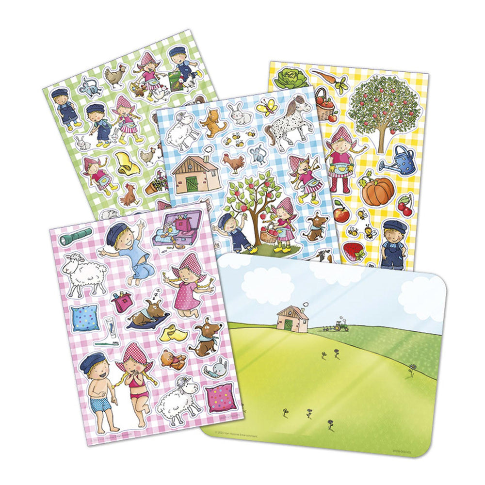 Totum fien teun raamstickers, niet permanente verplaatsbare stickers - met speelachtergrond - vanaf 3 jaar - bambolino toys
