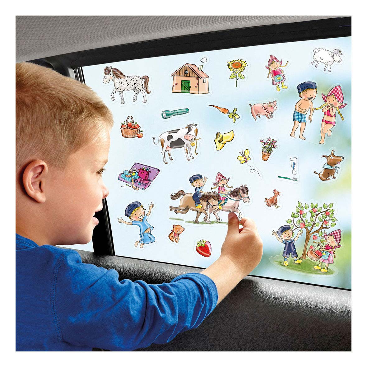 Fien teun raamstickers, niet permanente verplaatsbare stickers - met speelachtergrond - vanaf 3 jaar - bambolino toys