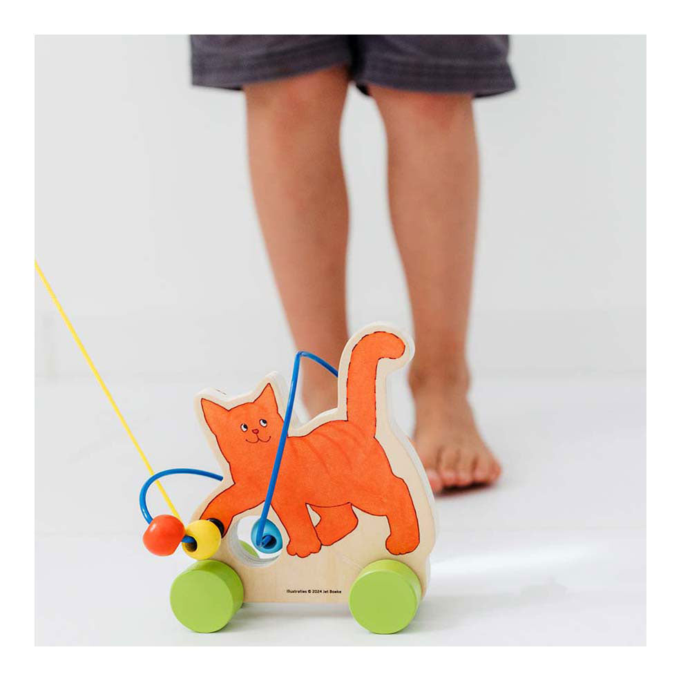 Bambolino speelgoed dikkie dik houten trekfiguur met motoriekspiraal