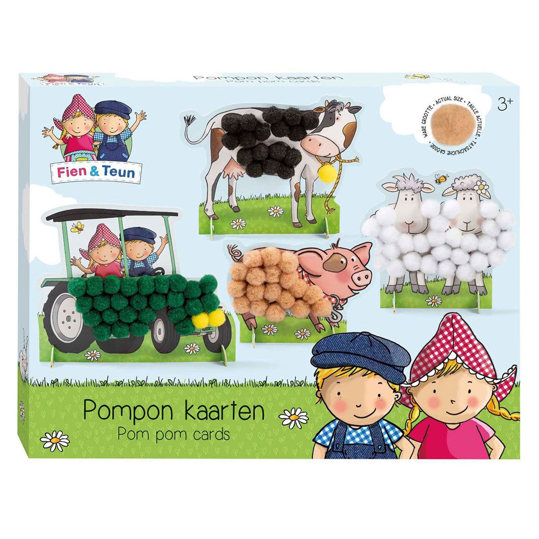 Bambolino speelgoed fien en teun pompom plakken knutselset