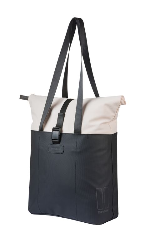 Basil tas vive shopper wit zwart | mik hooks | 20l