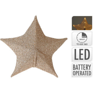 Kerstster 50 cm 30 led stof goud