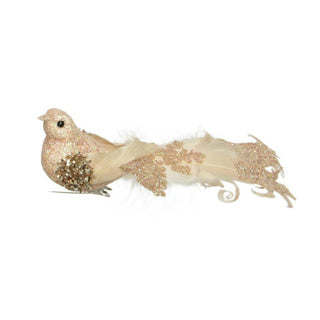 Vogel foamparels - glitterveer op clip 4 assorti 16,5 cm