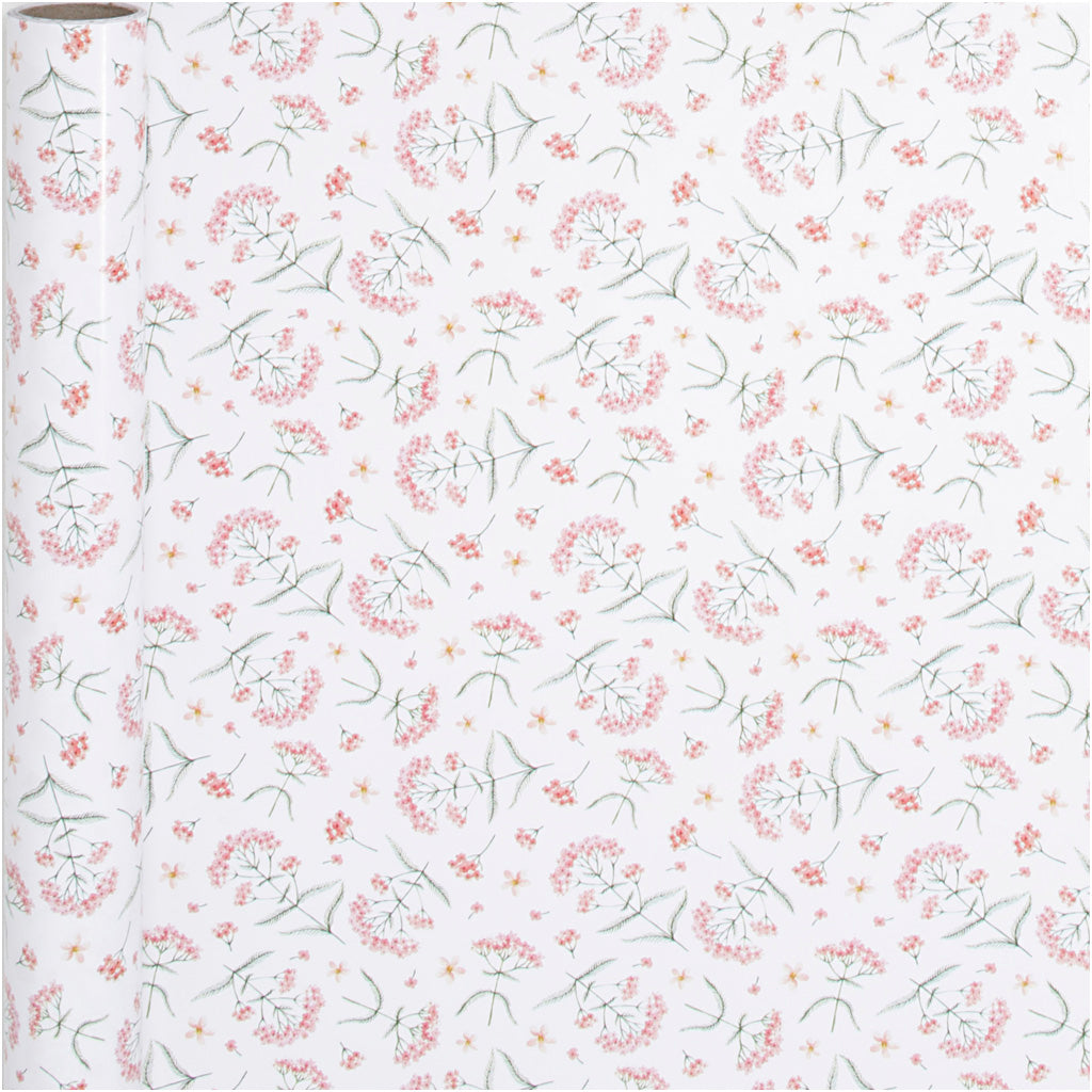 Inpakpapier, bloemen, b: 50 cm, 80 gr, 5 m 1 rol