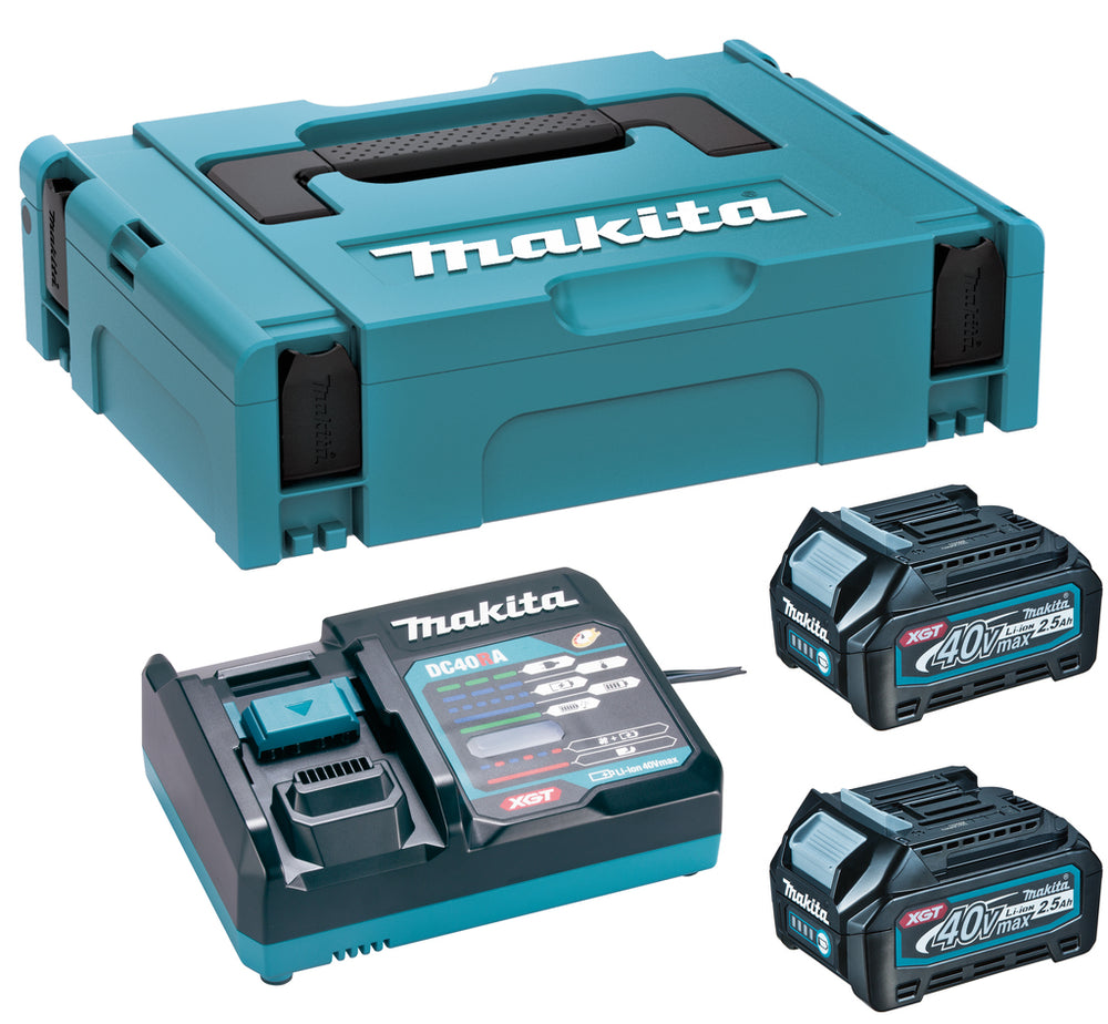 Makita 191j81-6 | startset xgt | dc40ra 2x 2.5ah bl4025 accu | xgt 40v | oplader dc40ra | mbox - 191j81-6
