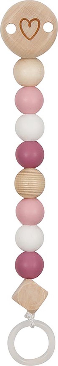 Goki houten fopspeenketting hart roze