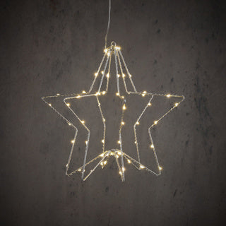 Edelman ster hangend zilver warm wit 60led bo - h30xd30cm | 3 stuks