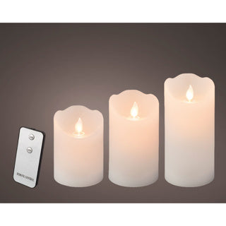 Kaemingk led waving kaars wax bo binnen mix wit h.15cm d.7.5cm
