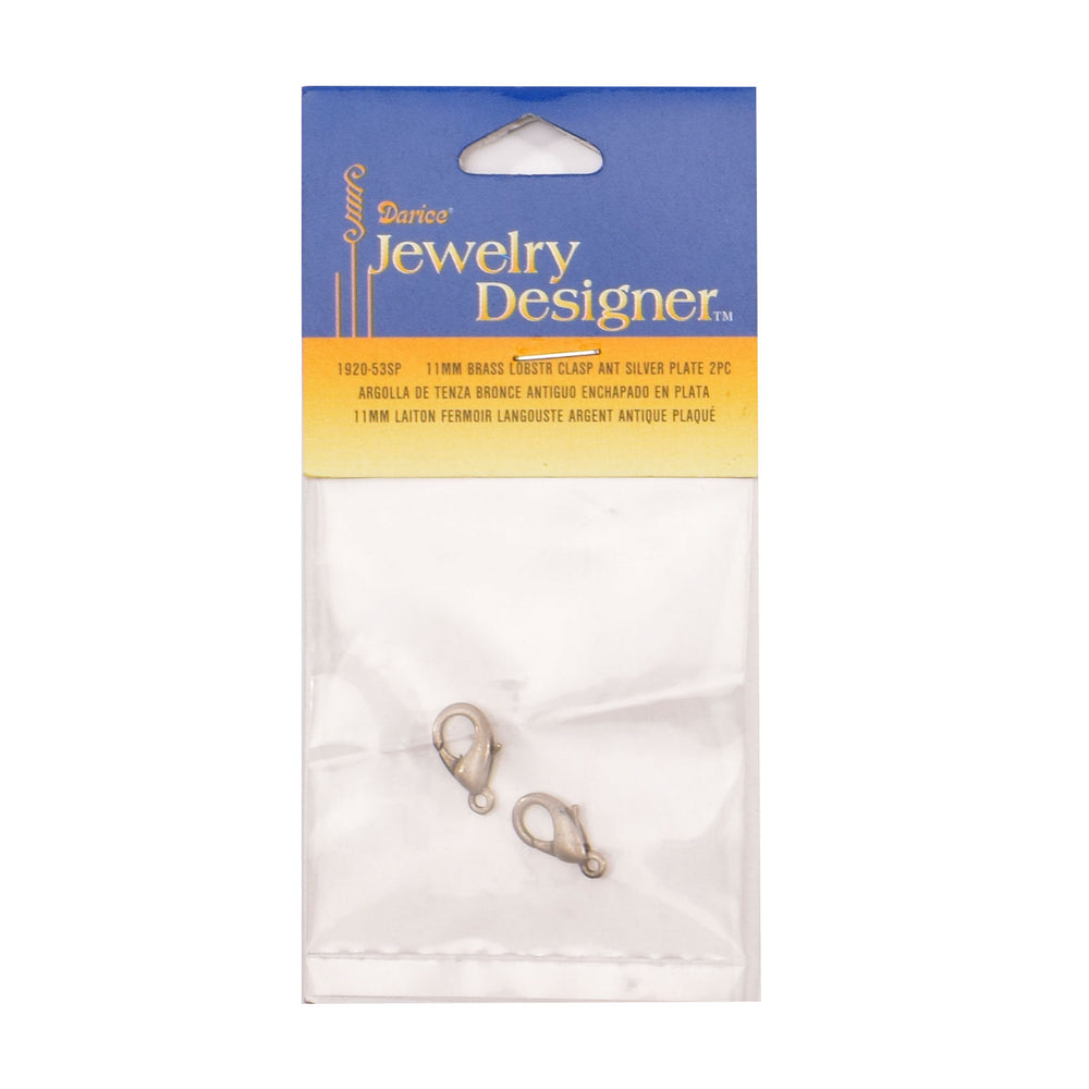 Darice • messing karabijnsluiting 11mm 2pcs antique silver