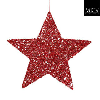 Edelman ster hangend rood - d40cm | 4 stuks