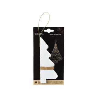 Decoris papieren boom 11.3x15 cm wit