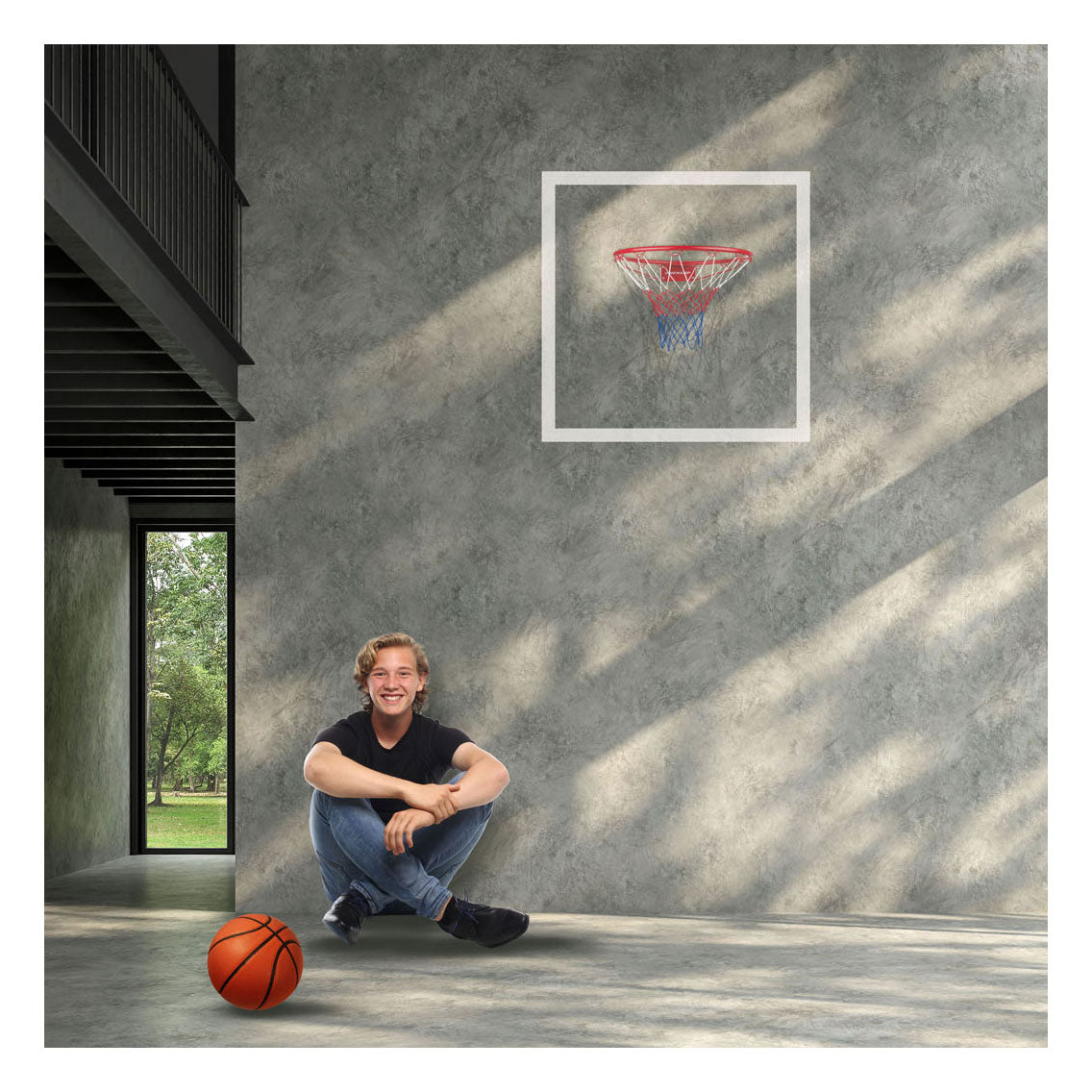 Dunlop basketbalring - metaal - inclusief net en bevestigingsmateriaal - ø ring circa 45 cm