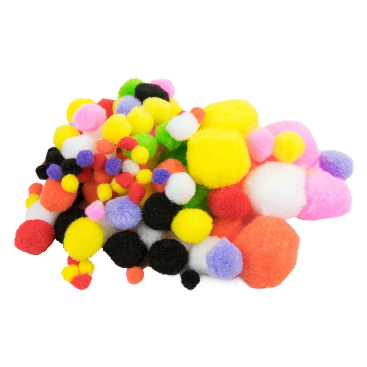 Gekleurde pompons, 100st.
