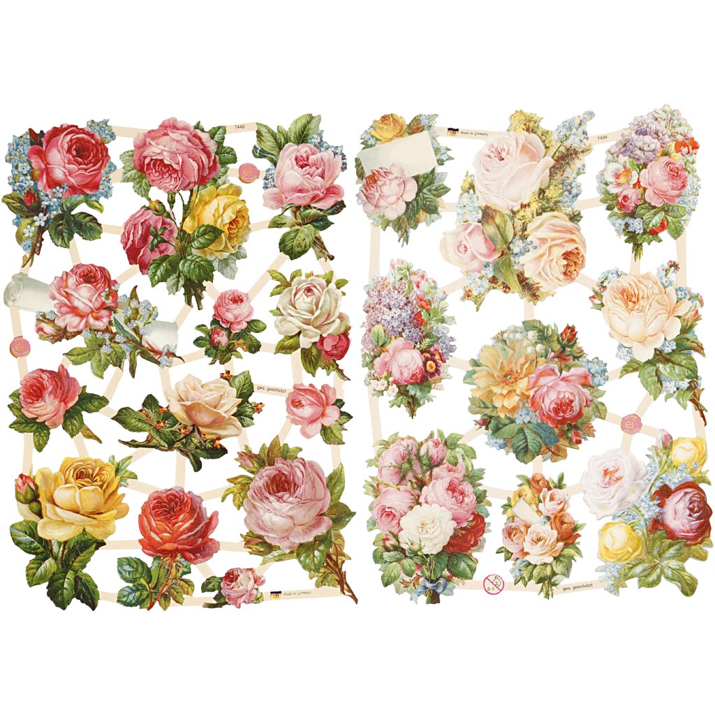 Creatief bedrijf vintage plaatjes rozen, 2 zijdig