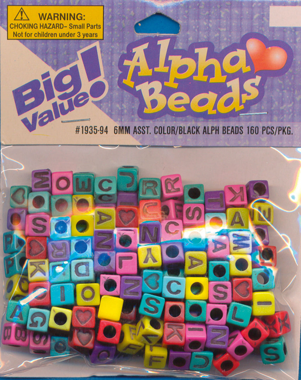 Darice • alfabet beads kl zw. 6mm 160pcs assorti