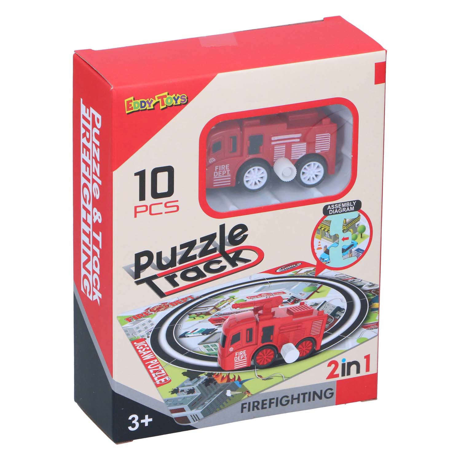 2-in-1 spoorpuzzel met auto, 9st.