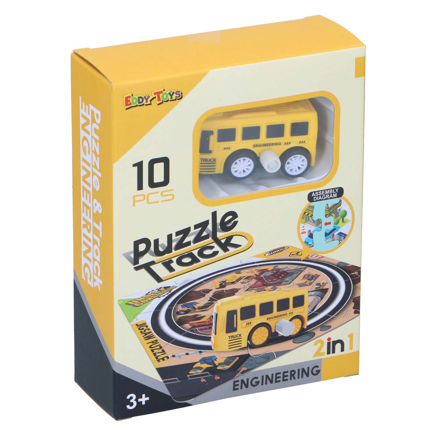2-in-1 spoorpuzzel met auto, 9st.