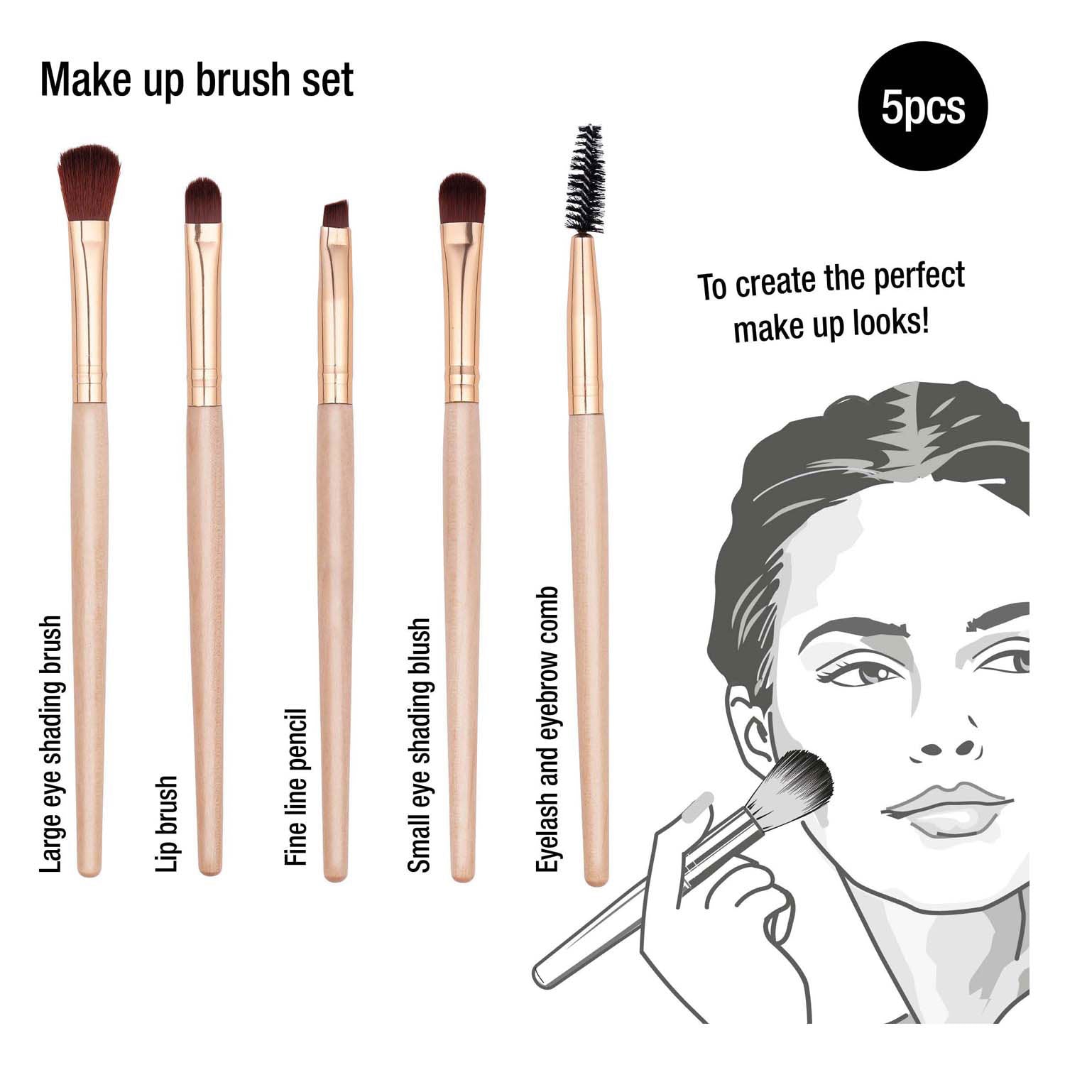 Make-up kwasten, 5dlg.
