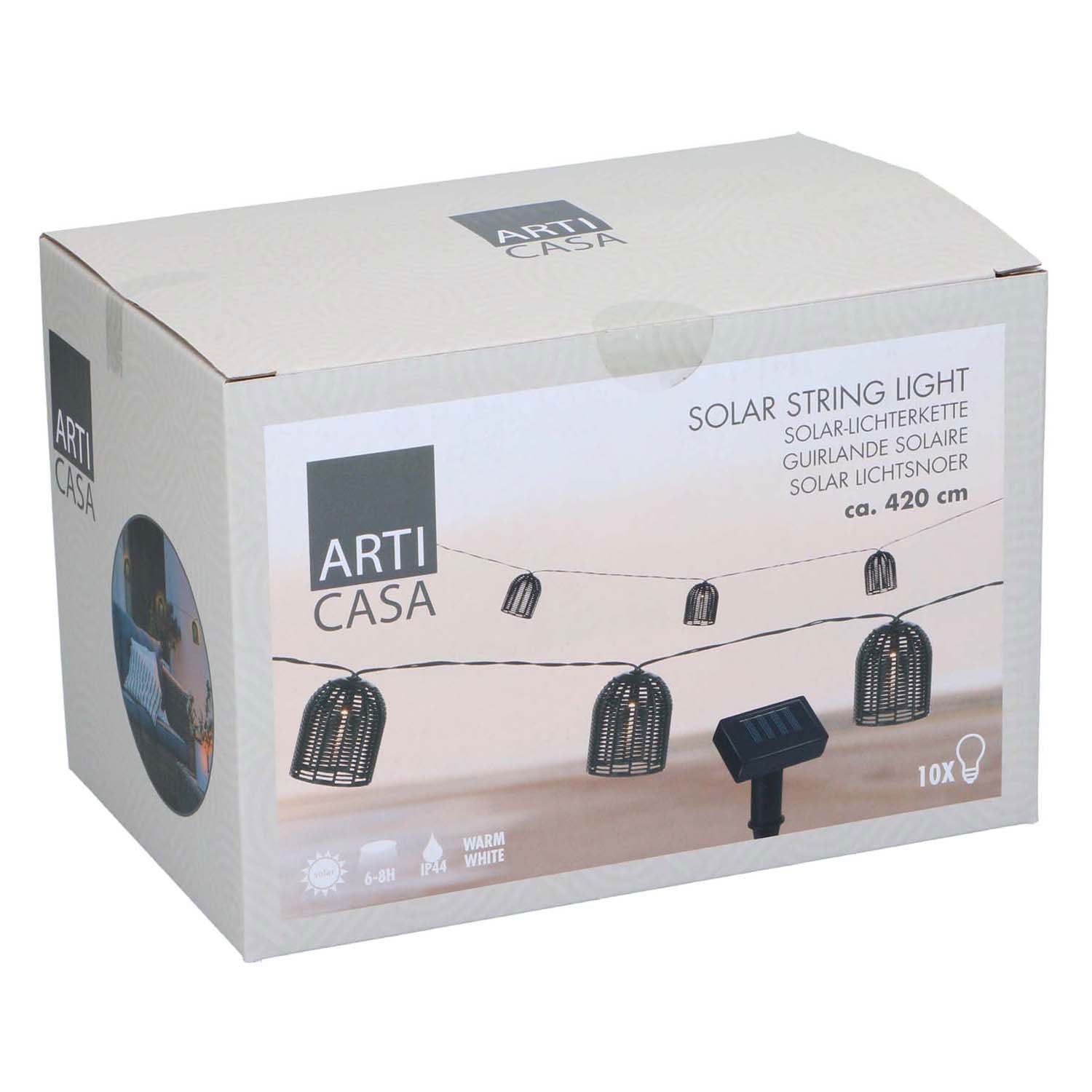 Arti casa solar lichtsnoer zwart, 420cm
