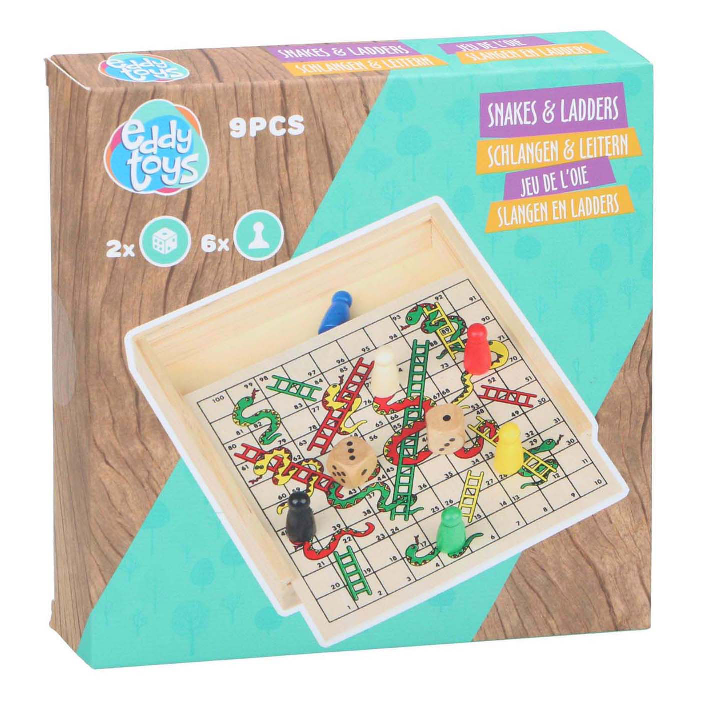 Merkloos sans marque houten slangen en ladders spel klassiek bordspel houten speelgoed.