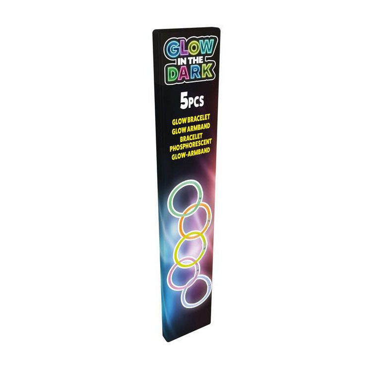 Eddy toys glow in the dark glow armband 5 stuks - glow armband met 5x connectors - glow armband voor donker - glow armband set assorti kleuren