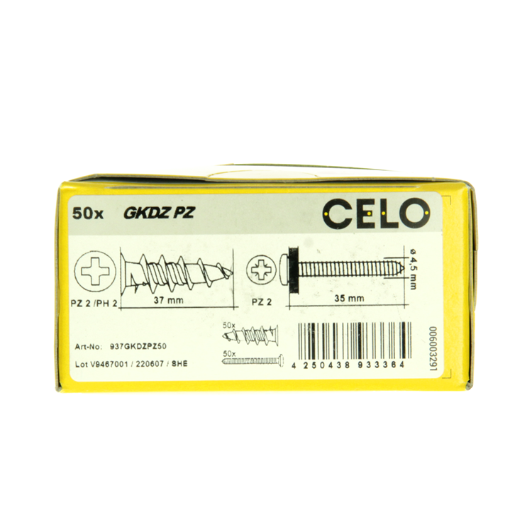Celo 1067402 - metalen gipsplaatpluggen gkdz 4,5x35, 50 pcs | 1 stuks