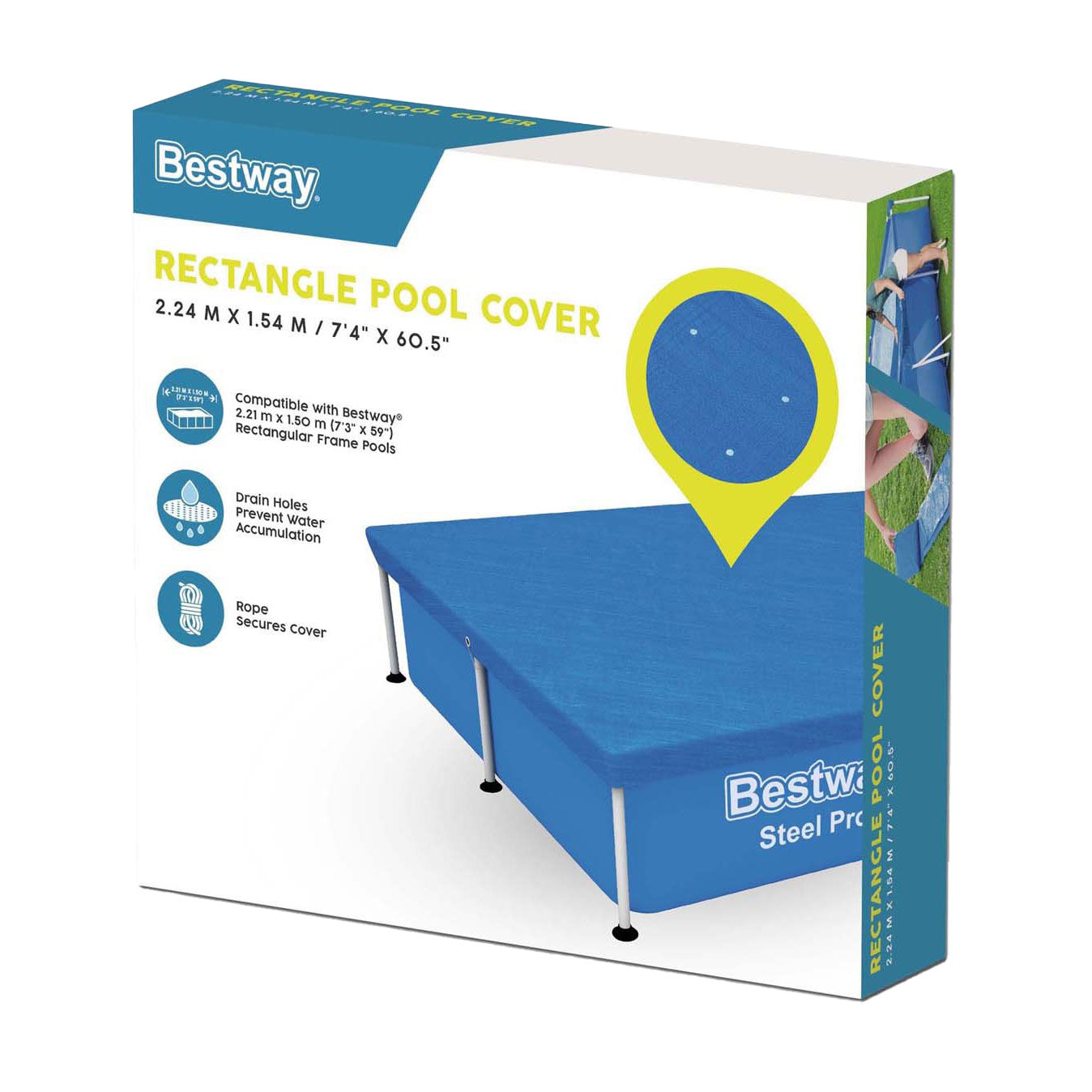Bestway afdekzeil staal pro rechthoekig, 221cm