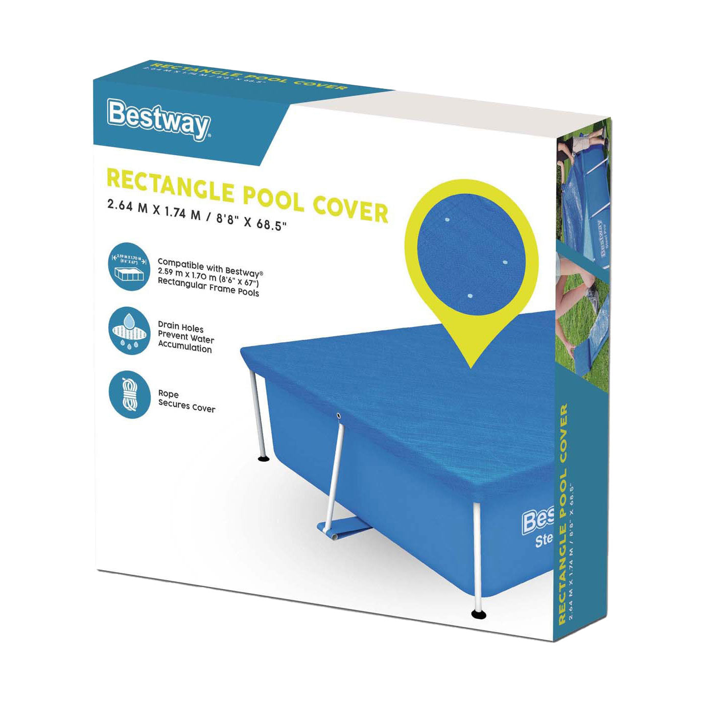 Bestway afdekzeil staal pro rechthoekig, 259cm