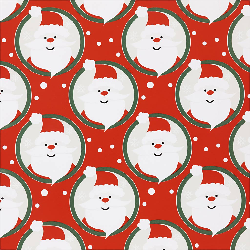 Inpakpapier, kerstman, b: 50 cm, 80 gr, rood, 100 m 1 rol