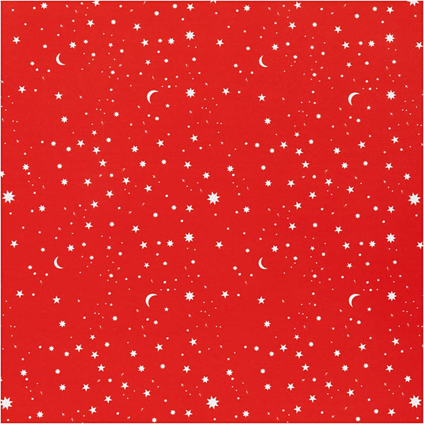 Creativ company inpakpapier, sterren en manen, b: 50 cm, 80 gr, donkerrood, 5 m 1 rol