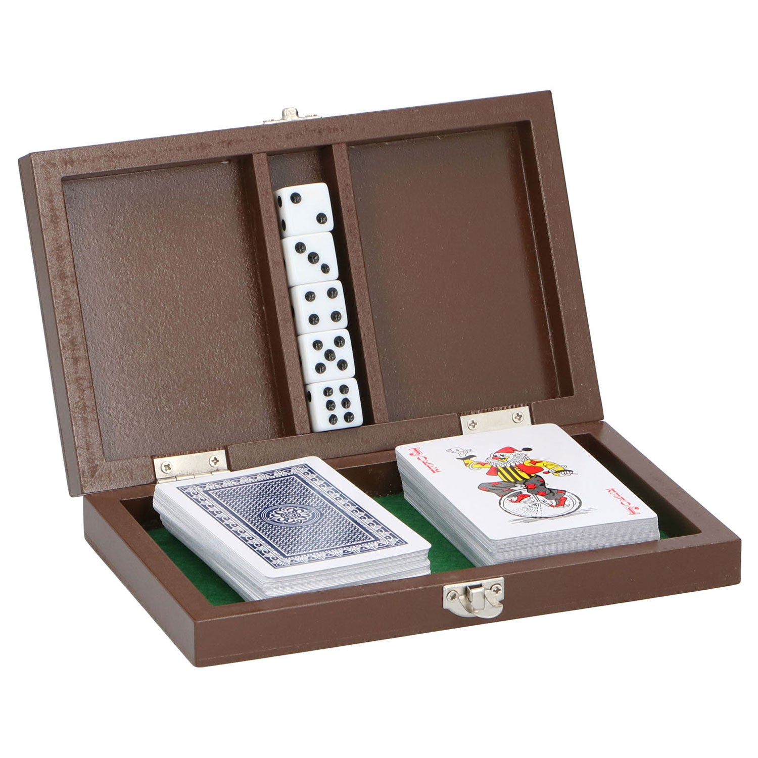 Playing Card and Dice Set in Wooden Box