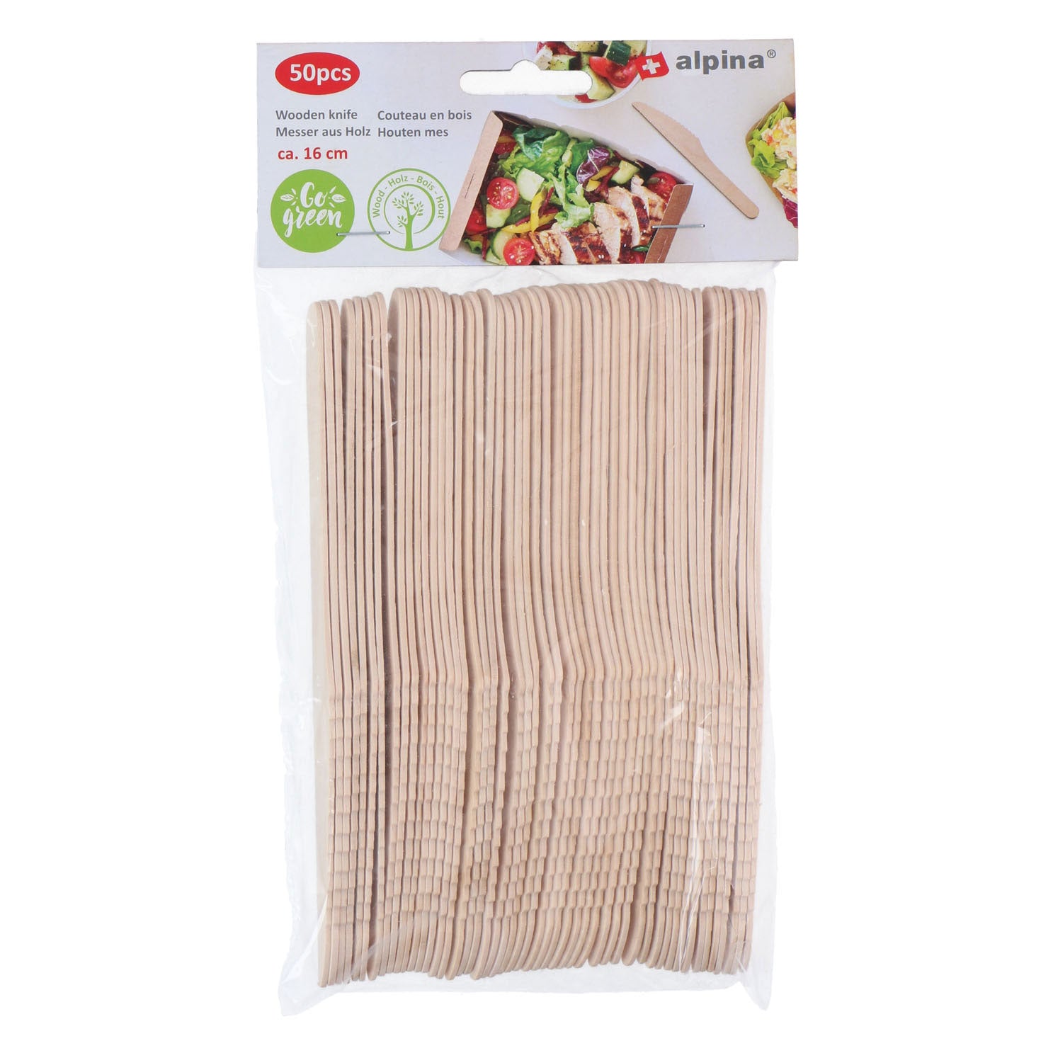 Wegwerpmes hout 16cm, 50st.