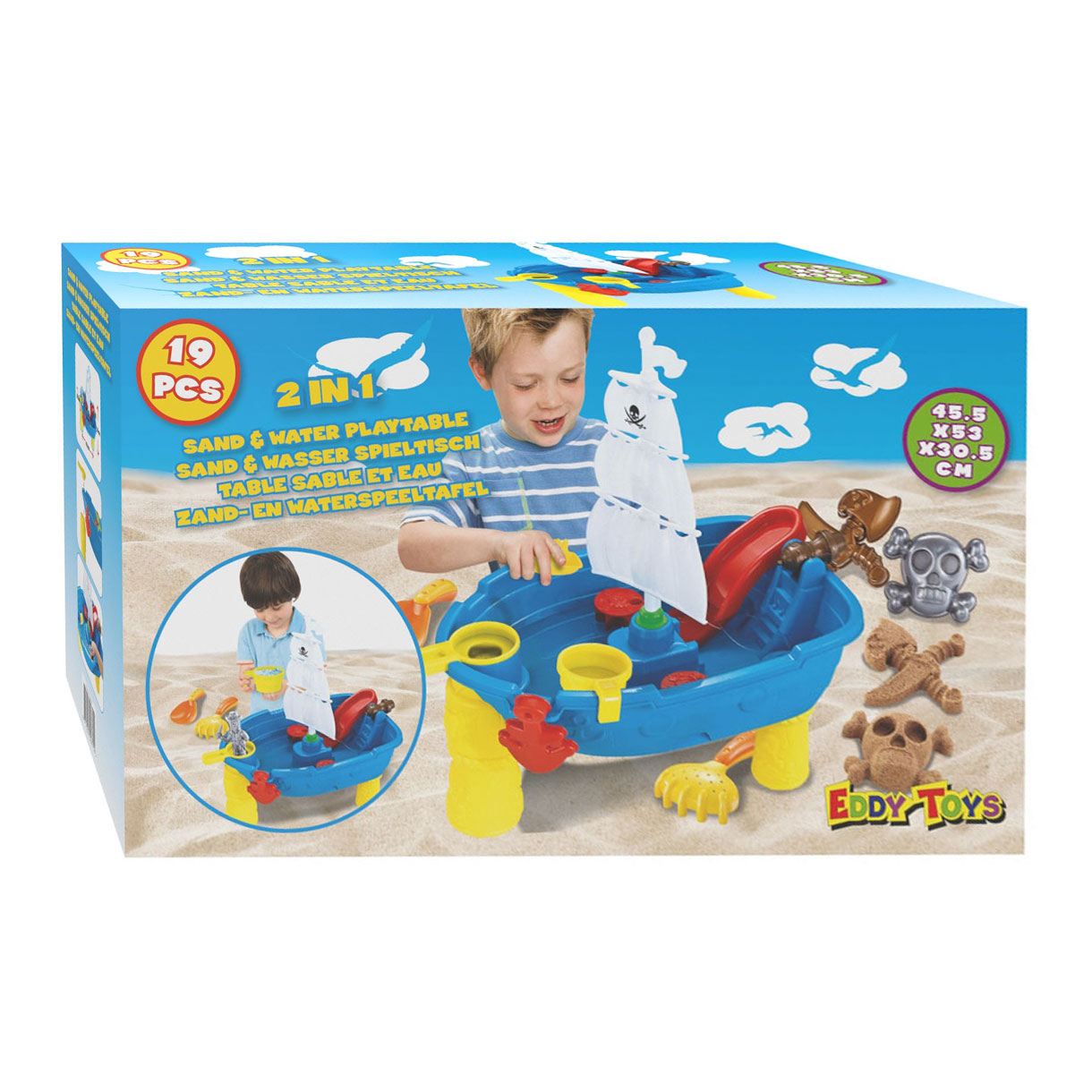 Zand- en watertafel piratenboot, 19dlg.