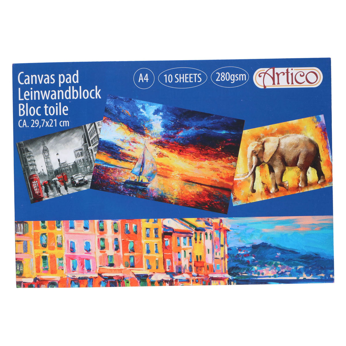 Canvas tekenblok a4 280gsm, 10 afgesloten