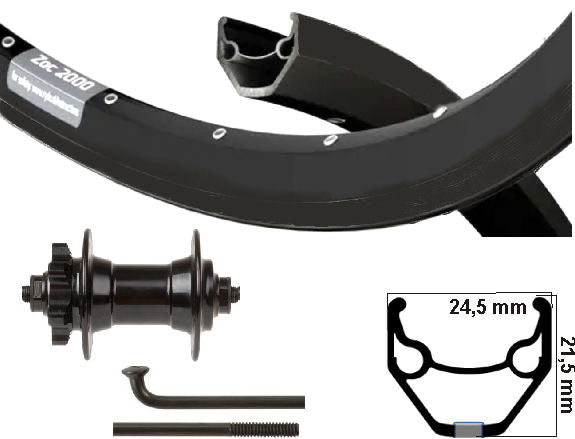 Kgs voorwiel 28inch (622) schijf 6-bout uitval velg spaken zwart