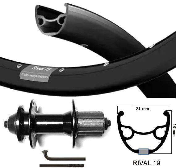 Kgs achterwiel 27,5 inch (584) rival spaak zwart cassette 8-10 schijf