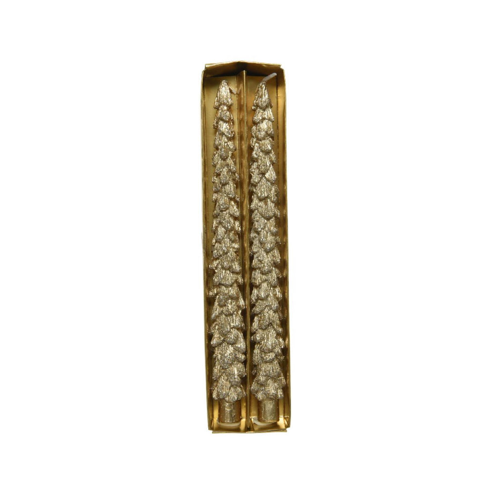 Decoris dinerkaars kerstboom set van 2 stuks goud ø2,1xh25cm