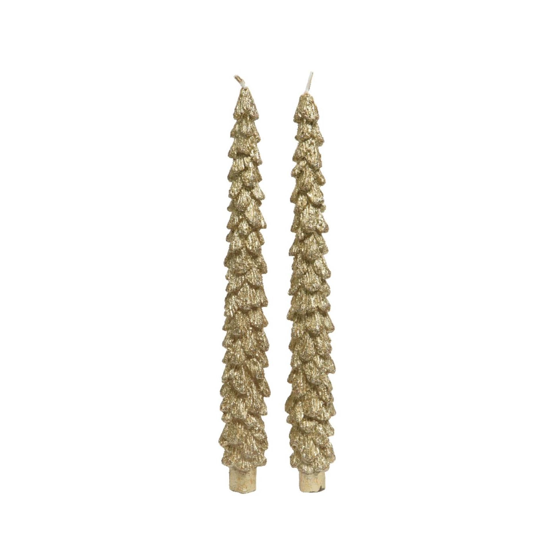 Decoris dinerkaars kerstboom set van 2 stuks goud ã˜2,1xh25cm