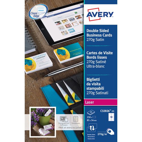 Avery visitekaarten 270g m2 85 x 54 mm wit