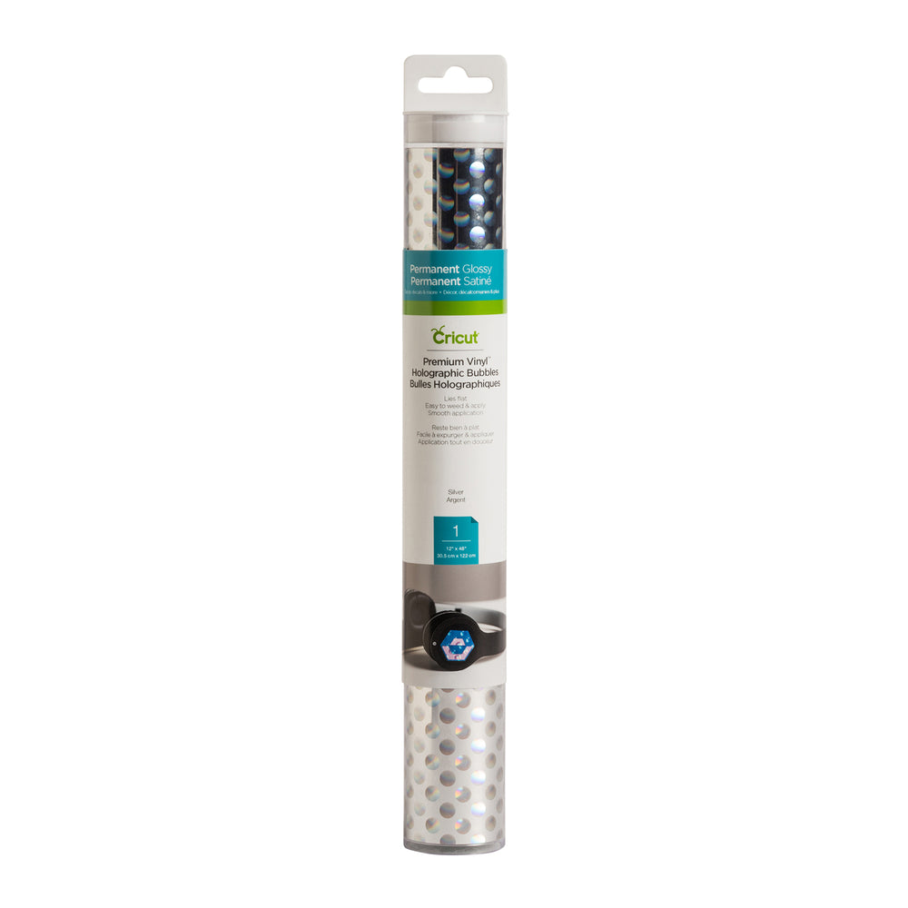 Cricut • premium vinyl holografisch bubbles permanent 30,5x122cm zilver