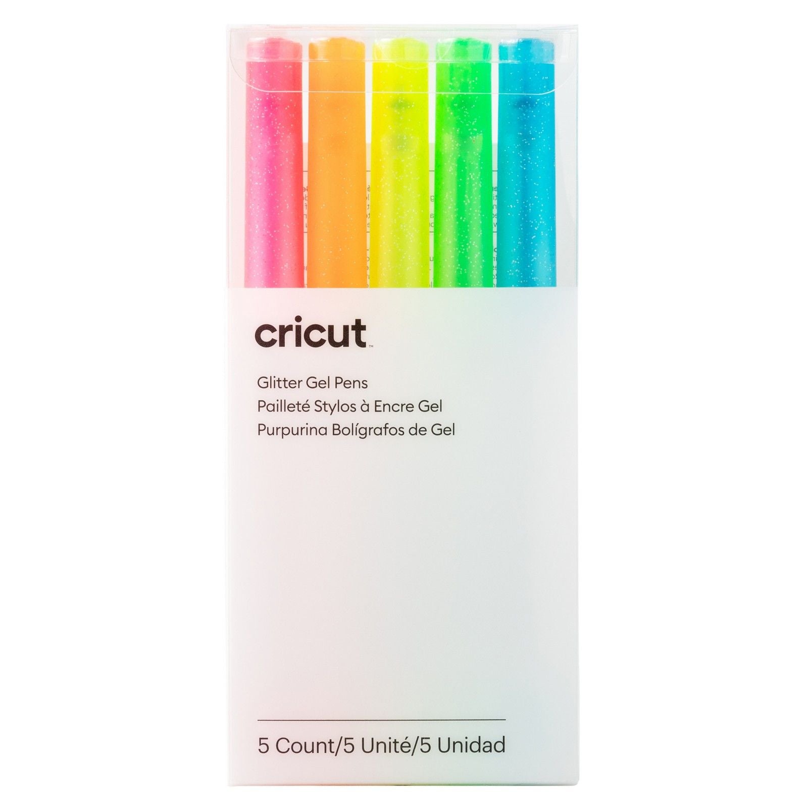 Cricut • glitter gel neon pens 5-pack (pink, orange, yellow, green, blue)