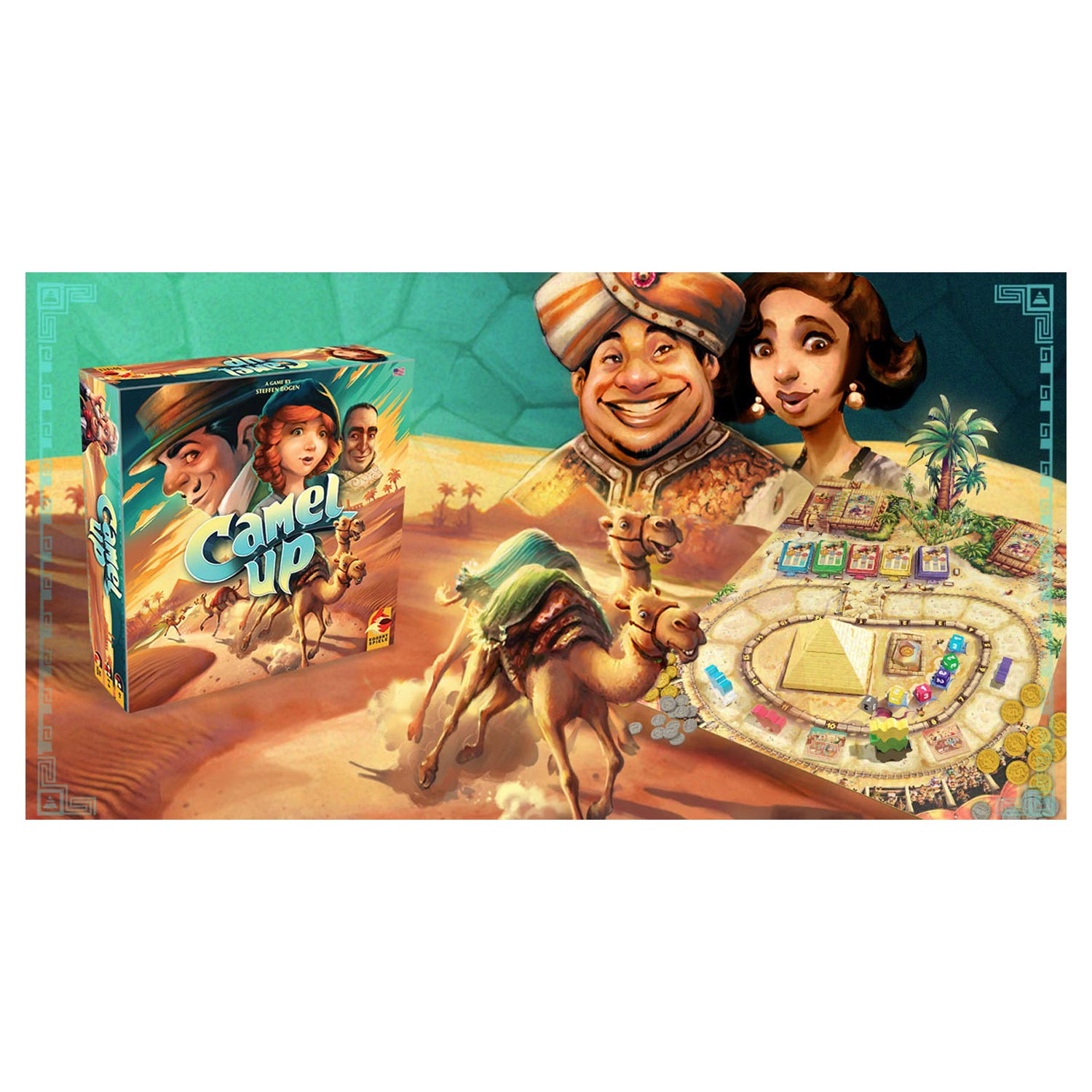 Asmodee eggertspiele camel up - bordspel kamelenrace - nieuwe editie met 3d palmboom