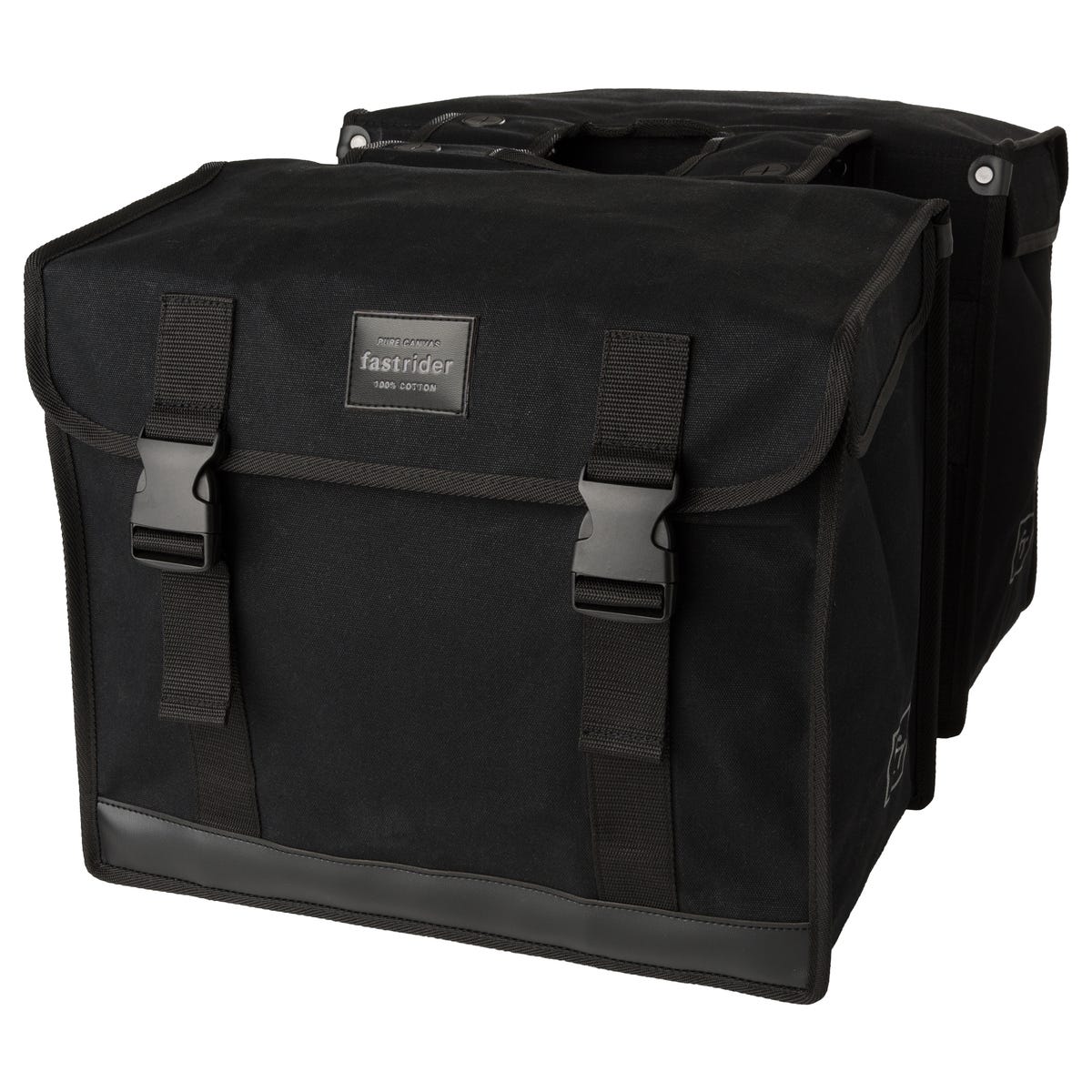 Fastrider canvas hybride 94 dubbele fietstas zwart 56l - afgeschuind - waterafstotend canvas - reflecterend - geschikt voor e-bike