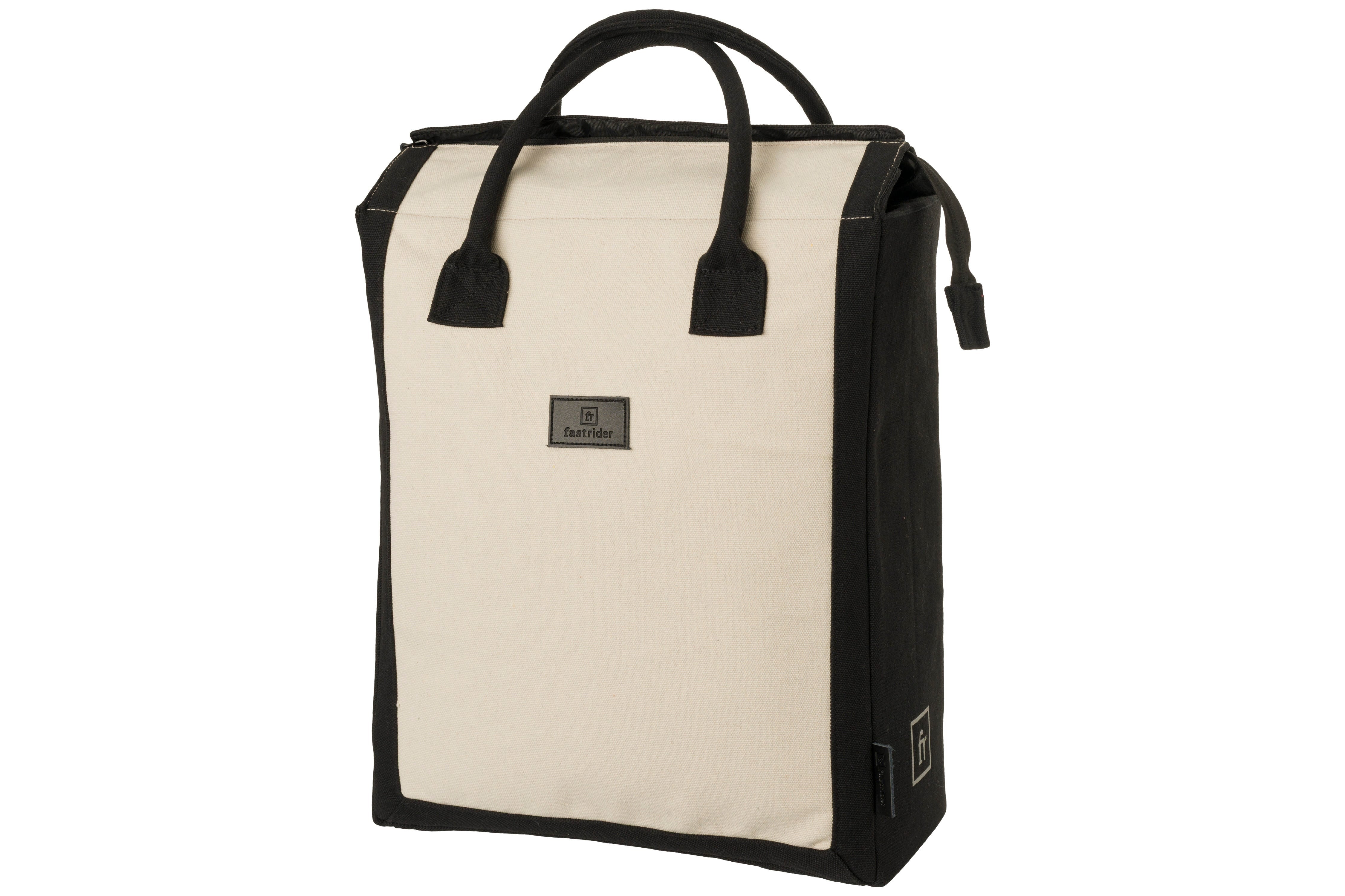 Fastrider classic - fietstas - boodschappentas - 20l - beige - waterafstotend waxed canvas - click en go systeem - reflecterende details