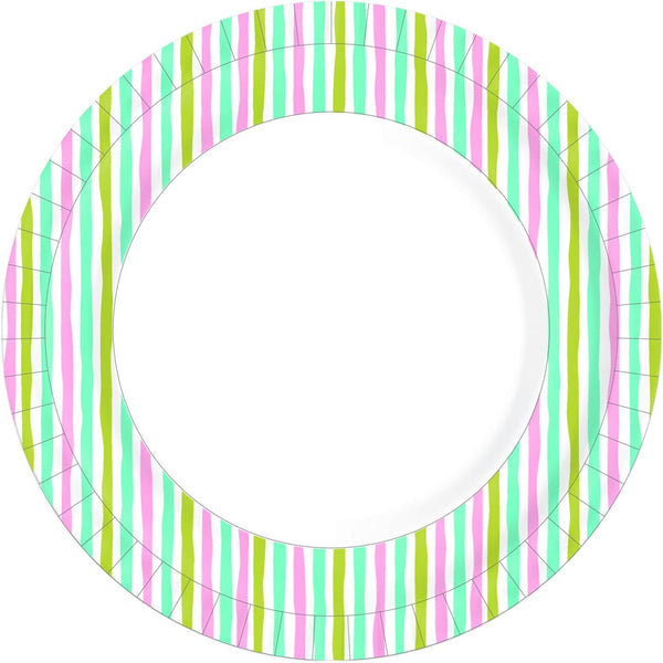 Duni papieren borden stripes multi ø22cm pak a 10 stuks