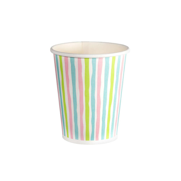 Duni papieren bekers stripes multi 24cl pak a 10 stuks
