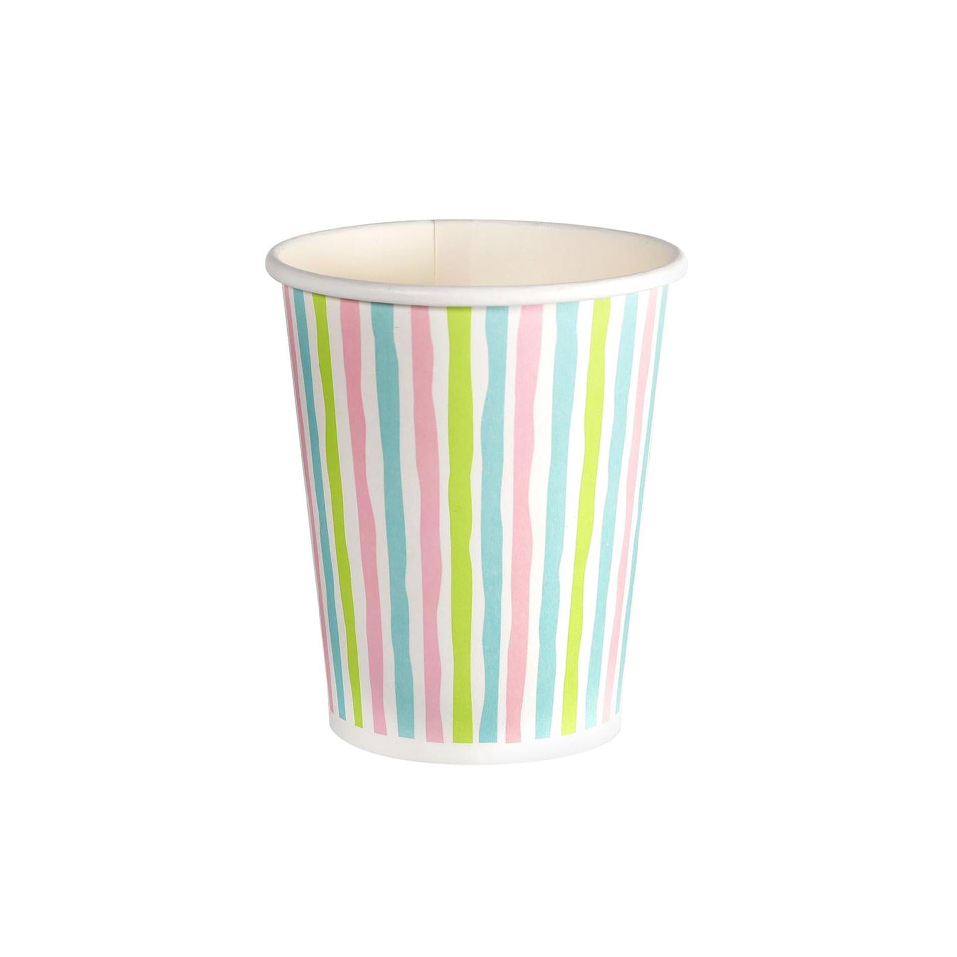 Bekers strepen multi 24 cl 10 stuks